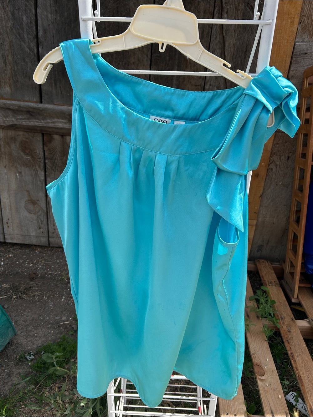 Cato Woman Aqua Satin -Shoulder Bow Tank Top 22/24